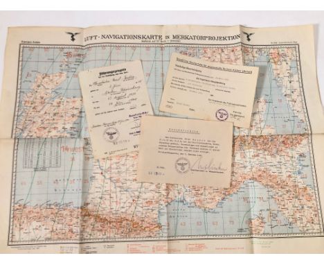 WW2 1944 Luftwaffe Flying Map UK and Europe.  An original 1:2000000 scale printed single sided on paper. Clean condition.  Ac