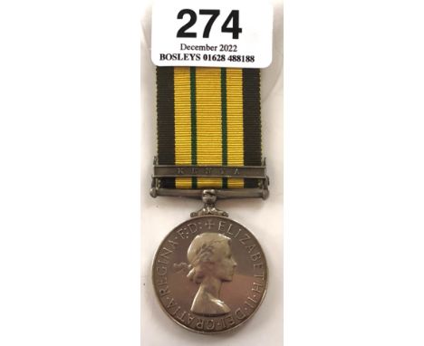 King’s Own Yorkshire Light Infantry Africa General Service Medal Clasp Kenya  Awarded to 14186877 SGT S.C. OAKES K.O.Y.L.I Sm