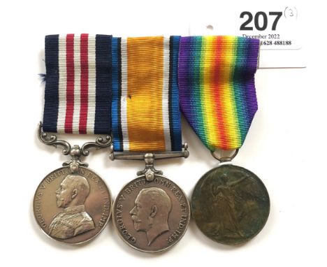 WW1 Royal Field Artillery Military Medal Group of Three.  Awarded to L-45277 DVR A ELSON RA. Comprising: Military Medal DVR A