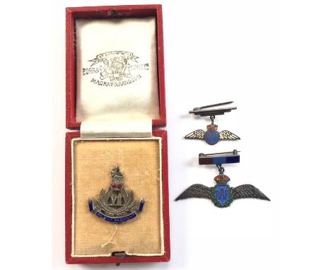 Indian Army 7th Rajput Regimental Silver and Enamel Sweetheart Brooch. This example is stamped ORR Sil to the reverse. Contai