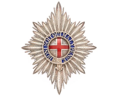 Coldstream Guards Officer silver pagri badge.  Fine scarce die-cast inter war example retailed through Edward Smith, London, 