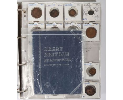 A folder of Edward VII – George VI coinage, including 1908 Halfcrown, 1910 Florin, with a 1925 Halfcrown, various other denom