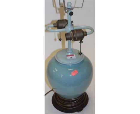A modern Chinese celadon ware table lamp