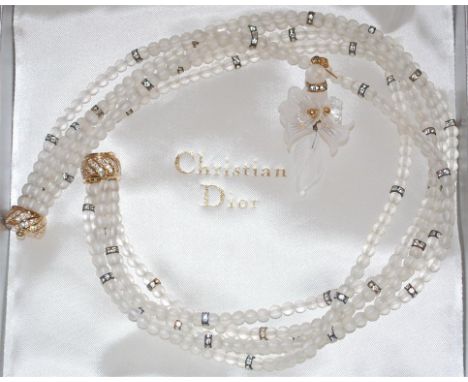 A boxed Christian Dior frosted glass five string choker, and pair ear pendants (2)