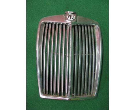 Chromed radiator grill for an MG Magnette ZB complete with enamel black and white octagonal MG badge and fake radiator cap