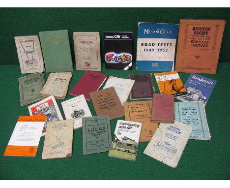 Quantity of motoring ephemera to include Instruction Books for BSA three wheelers, Triumph MC 1945-1955 models, Villiers Mk10