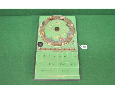 BGL (England) Electrical Speedway Betting game featuring eight metal motor cyclists on a turntable with light bulbs - 20" x 1