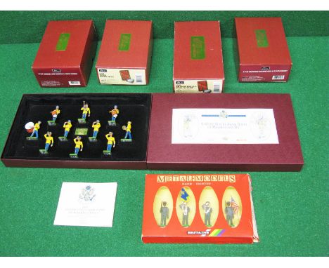 Six Britains figure sets to comprise: 5391 US Army Band Of Washington DC, 7306 US Army Colour Party, 17494 Tank Support US 1s