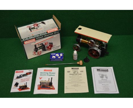 Mamod, new colour (brown/gold) TE1A steam tractor with solid fuel burner, tablets, oil, funnel, steering column, drive belt, 