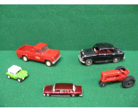 Tonka Jeep pick-up truck and small beach buggy, battery powered Morris Oxford by Victory Industries, Guildford, diecast tract