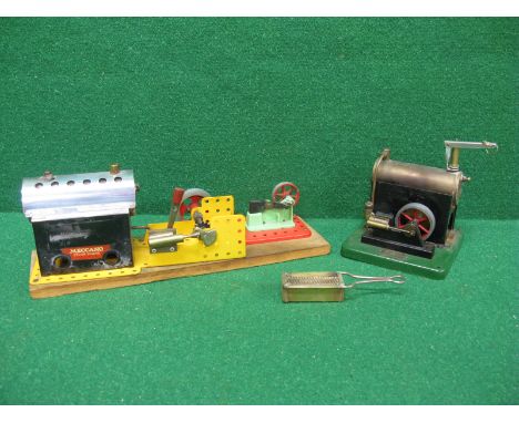 Signalling Equipment Ltd, small stationary steam engine (modified) with a Meths burner - 5" square base plate together with a