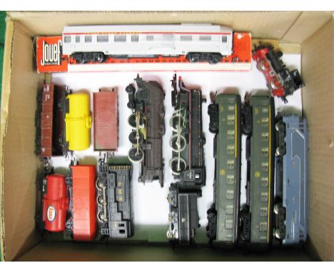 Jouef, Lima, Mainline, Fleischmann and Fobbi, a box containing a quantity of various OO and HO rolling stock for spares or re