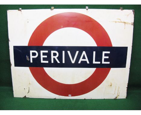 Enamel London Underground station name sign for Perivale - 60" x 45"
