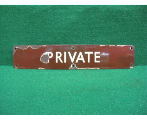 British Railways Western Region enamel door sign reading Private - 18" x 3.5"