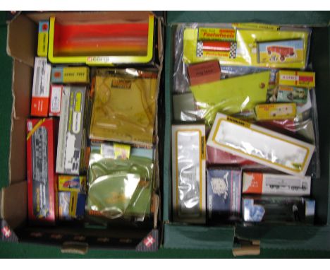 Two boxes of empty toy and model boxes to include Dinky, Corgi, Matchbox, Metosul, Hornby, Wrenn, Bachmann HO, Meccano, Wikin