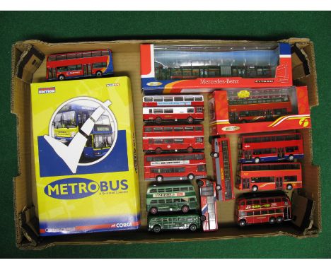 Corgi Creative Master, a boxed Metro Bus set First Trident and Stagecoach Citaro Plus II, eleven unboxed double and single de