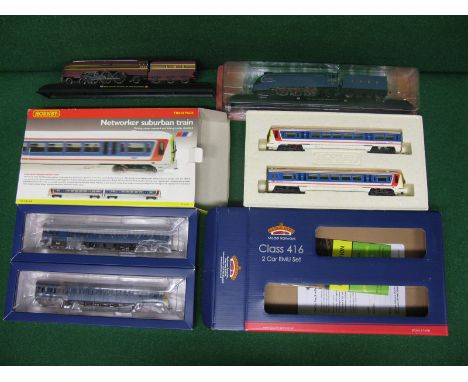 OO scale model railways to comprise: boxed Bachmann Class 416 two car EMU set in 1970's BR blue livery, Hornby two car Class 