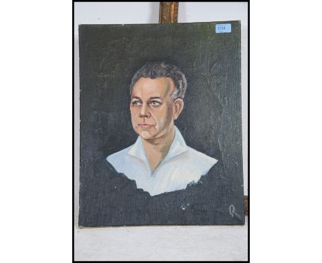 English School. An early 20th century oil on canvas painting - portrait study of a dandy gentleman. Set to a gilt frame. Meas
