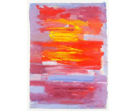 Roy WALKER (1936-2001) Abstract Sunset Acrylic on paper, signed and dated '89, authentication stamp verso, 40cm x 30cm, 50cm 