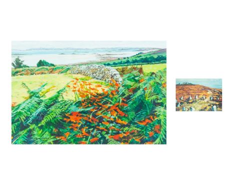 Carole PAGE-DAVIES (1955) High Summer St Martin's Acrylic on board, signed and dated 2000, 52cm x 42cm framed; together with 