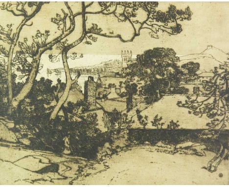 Alfred EAST (1849-1913) St Ives  Etching, plate size 30 x 37cm, 52 x 62cm framed.
Shipping is available from £32.50 to a UK M