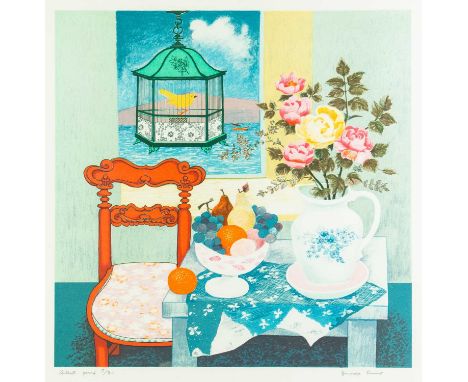 Brenda KING (1934-2011) Still Life with Bird  Lithograph, artist's proof, signed, numbered 5/30, image size 40 x 40cm, 56 x 5