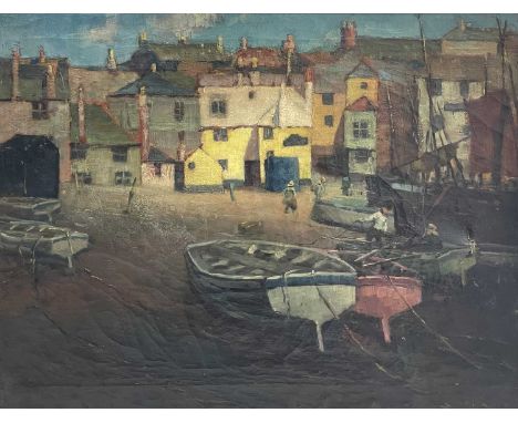 Albert WOODS (1871-1944) Fishing Boats in front of The Sloop, St Ives (1900) Oil on canvas, signed and dated 1900, 43 x 56cm,