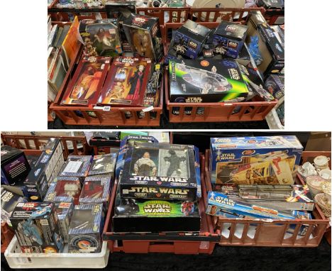 QTY. OF 12'' STAR WARS HASBRO BOXED FIGURES, KEMER BOXED FIGURES, LIGHT SABERS &amp; EPHEMERA 