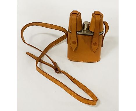 GERMAN DRINKING FLASK &amp; SHOT CUPS IN LEATHER CASE