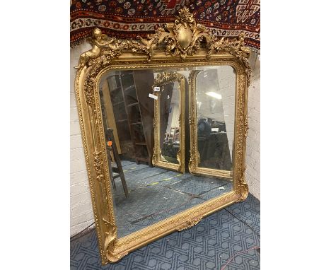 GILTWOOD CHERUB OVERMANTLE MIRROR