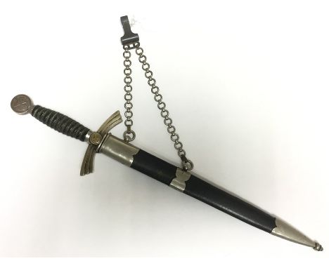 WW2 Third Reich 1st Pattern Luftwaffe Dienstdolch dagger. Early Nickle Silver fittings. 31cm long double edged blade, maker m