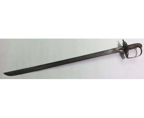 Napoleonic Wars British 1796 Pattern Heavy Cavalry Sword. Fullered single edged blade 89cm in length. Maker marked to spine o