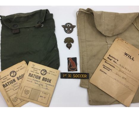 WW2 Third Reich Heer Gas Cape bag: Wasserschutze Polizie Eagle, maker marked "GBM" (no pins) British Army wash roll: Grenadie