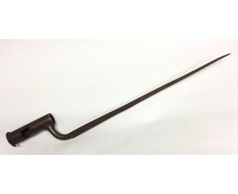 British Brown Bess India Pattern Socket Bayonet with 40cm blade marked "Osbourn &amp; Gunby". Overall length 525mm. No scabba
