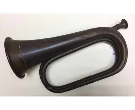 WW2 British Army Bugle. Impressed makers mark "John Grey &amp; Sons, London". No date. Complete with mouth peice on safety ch