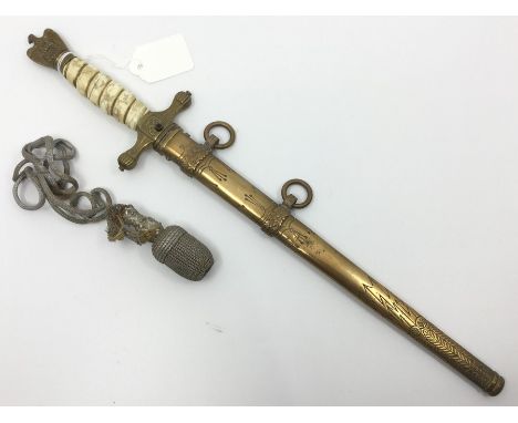 WW2 Third Reich Kreigsmarine Offizierdolch Officers dagger with fullered etched 25cm long maker marked blade by Paul Weyersbu
