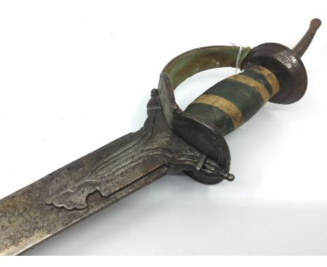 Indian Khanda Pattisa Sword. Wootz steel blade 835mm in length. Overall length 103cm. No scabbard.