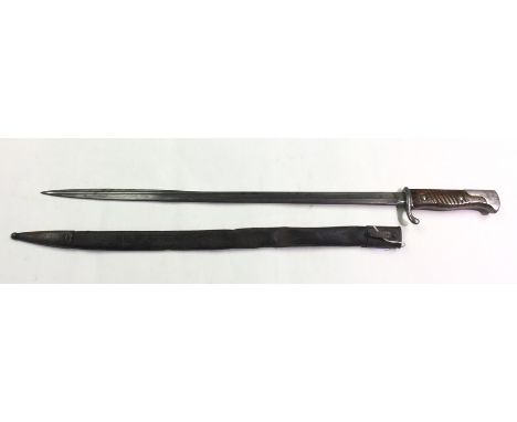 Imperial German Army M1898 Mauser bayonet with 52cm long single edged blade marked with Crown Erfurt. Spine of blade marked W