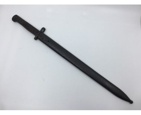 Czech VZ24 Bayonet. 38cm long fullered single edged blade. Overall length 515mm. Number to pommel 14693. Wooden grips. Comple