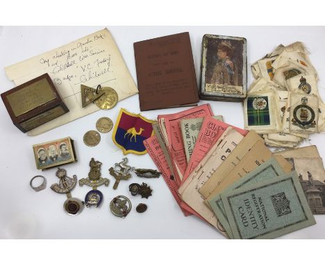 WW1 /WW2 mixed item to include: WW1 AB64 to 16693 Pte Wilfred Woodward: WW1 On War Service badge and Chilwell Ordnance Factor