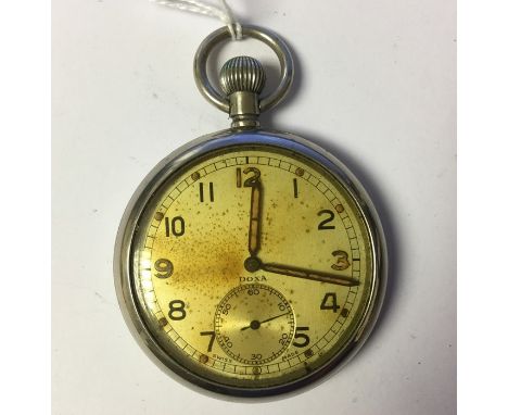 WW2 British General Service Trade Pattern Pocket Watch maker marked DOXA, Swiss Made and marked to reverse with Broad Arrow G