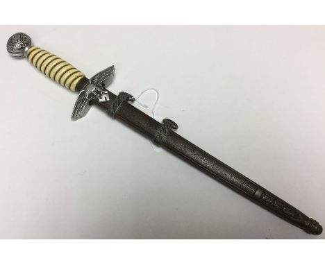 WW2 Third Reich 2nd pattern Luftwaffe Dienstdolch dagger. 245mm long double edged blade by E &amp;F Horster, Solingen. White 