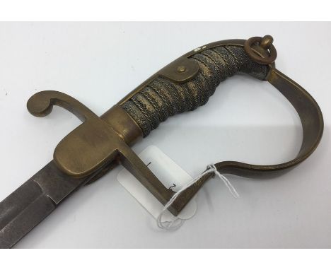 WW1 German Dove Head Cavalry Sword with lanyard ring. 76cm curved, etched, fullered single edged blade. No makers mark showin