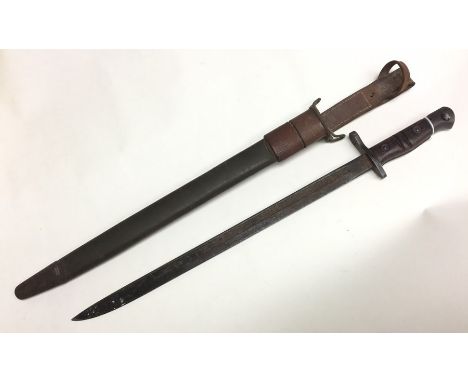 WW1 US P17 Enfield Bayonet. 43cm long fullered single edged blade maker marked "Remington" and dated 1918. US Ordnance inspec