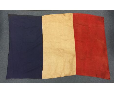 French Flag obtained in 1816 from the Waterloo Museum, Pall Mall, London. Comes with a copy of the Courier Newspaper Thursday