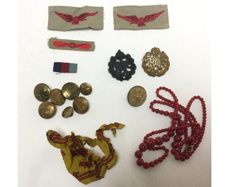 WW2 British RAF Tropical Uniform insignia, all uniform removed, comprising of a pair of embroidered shoulder insignias, LAC P