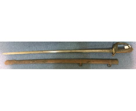 A Victorian 1845 pattern Royal Marines Light Infantry Officers Sword with 825mm long fullered and VR etched blade. Proof mark