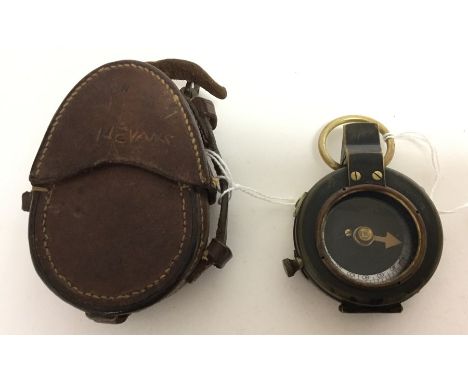 WW1 British Compass complete in leather case. Marked with Broad Arrow and F-L. Serial number 82463. Dated 1917. Case maker ma