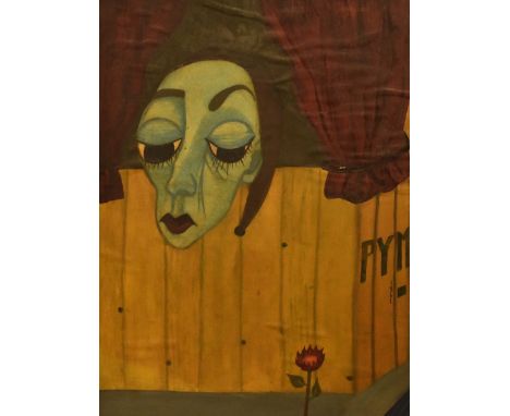 20th Century School, painting on paper, A surrealist style Puppet Show illustration, signed 'PYM' and dated 1961, on board, m