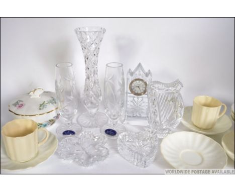 A set of four vintage white glazed scalloped design Royal Doulton coffee cans and saucers together with a small collection of